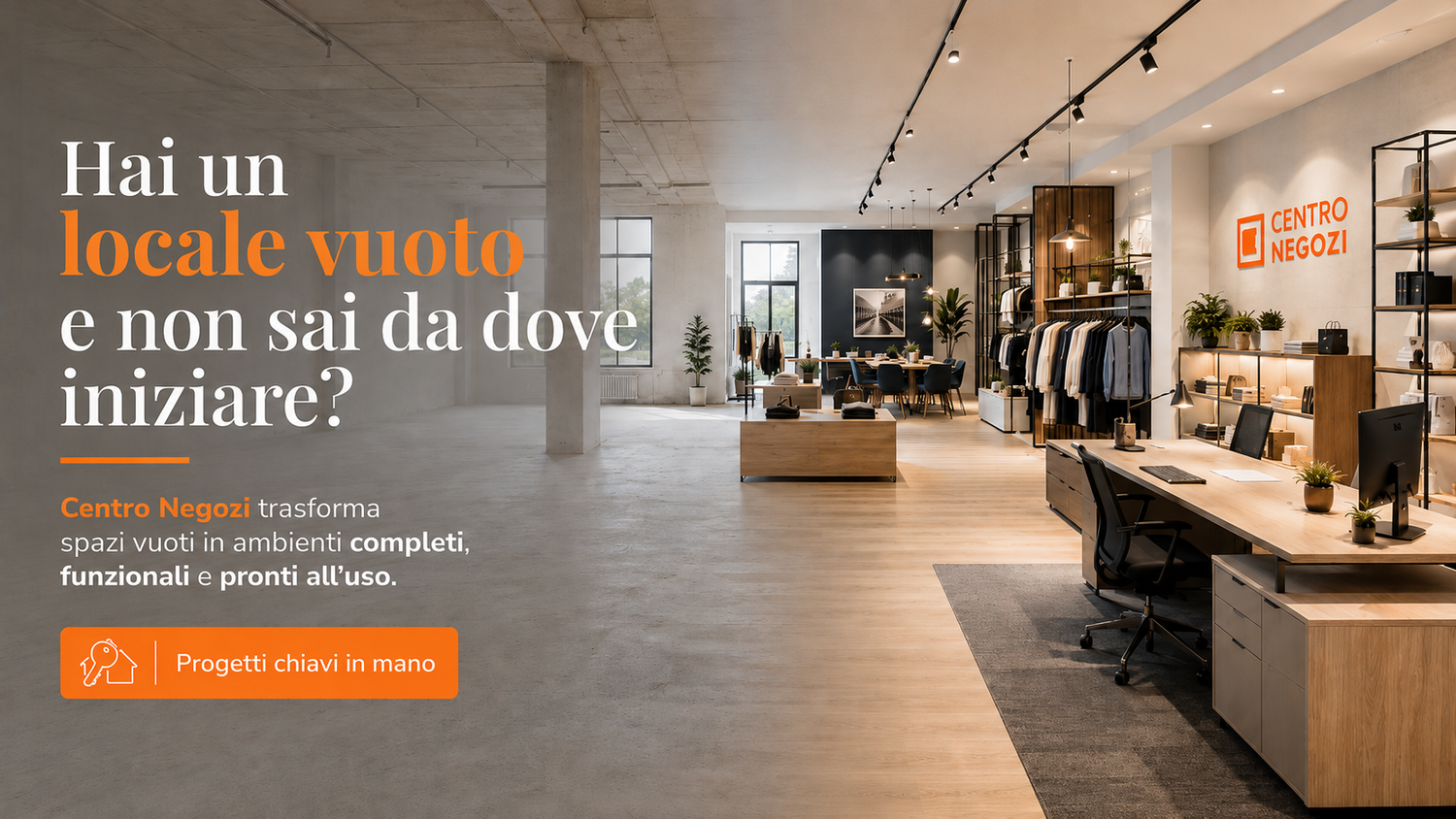 Hai un locale vuoto e non sai da dove iniziare? Centro Negozi lo trasforma per te