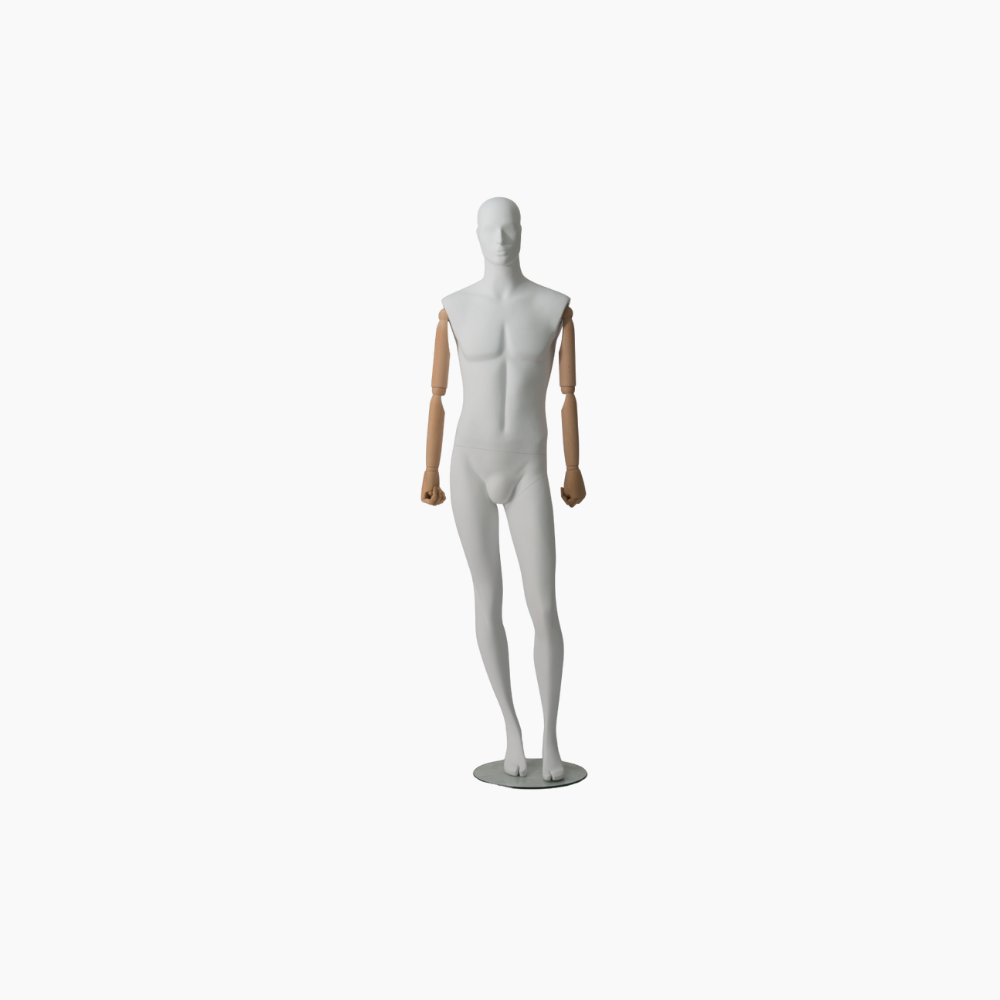 Mannequin Male Woody Ivory Natural Wood Arms