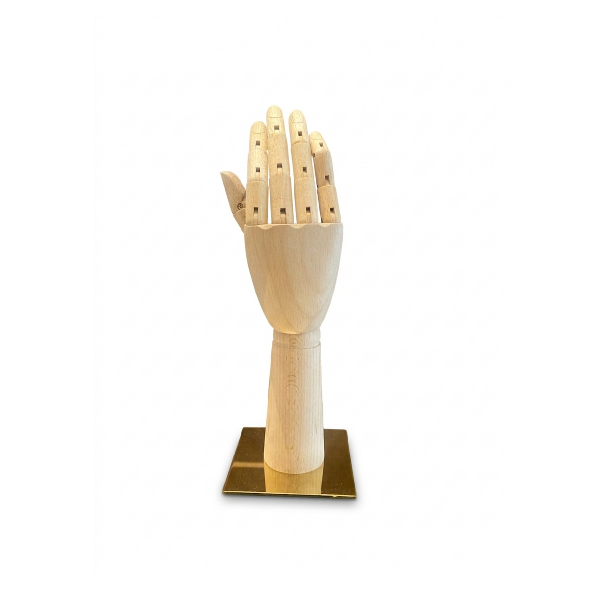 Mano Articolata Legno Unisex / Espositore Base Oro cm22