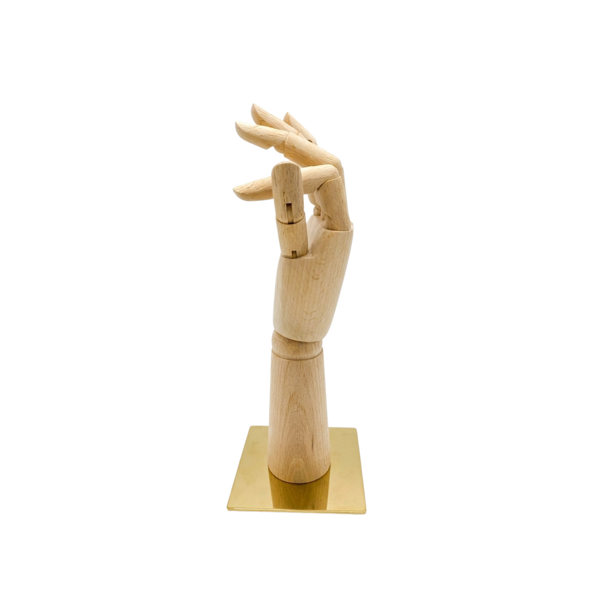 Mano Articolata Legno Unisex / Espositore Base Oro cm22
