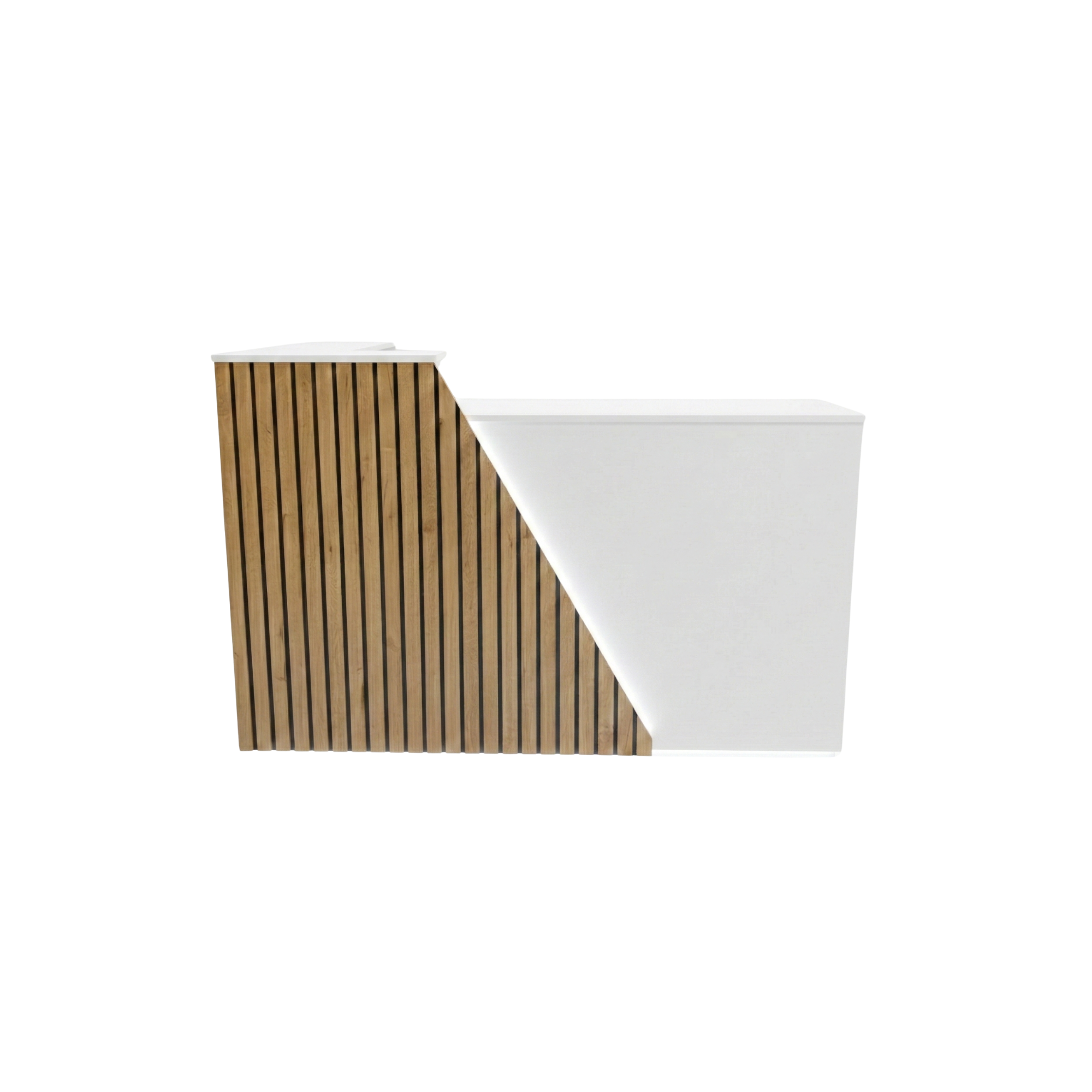 Banco Slive Luminoso cm160 Bianco frontale Rovere Alburno