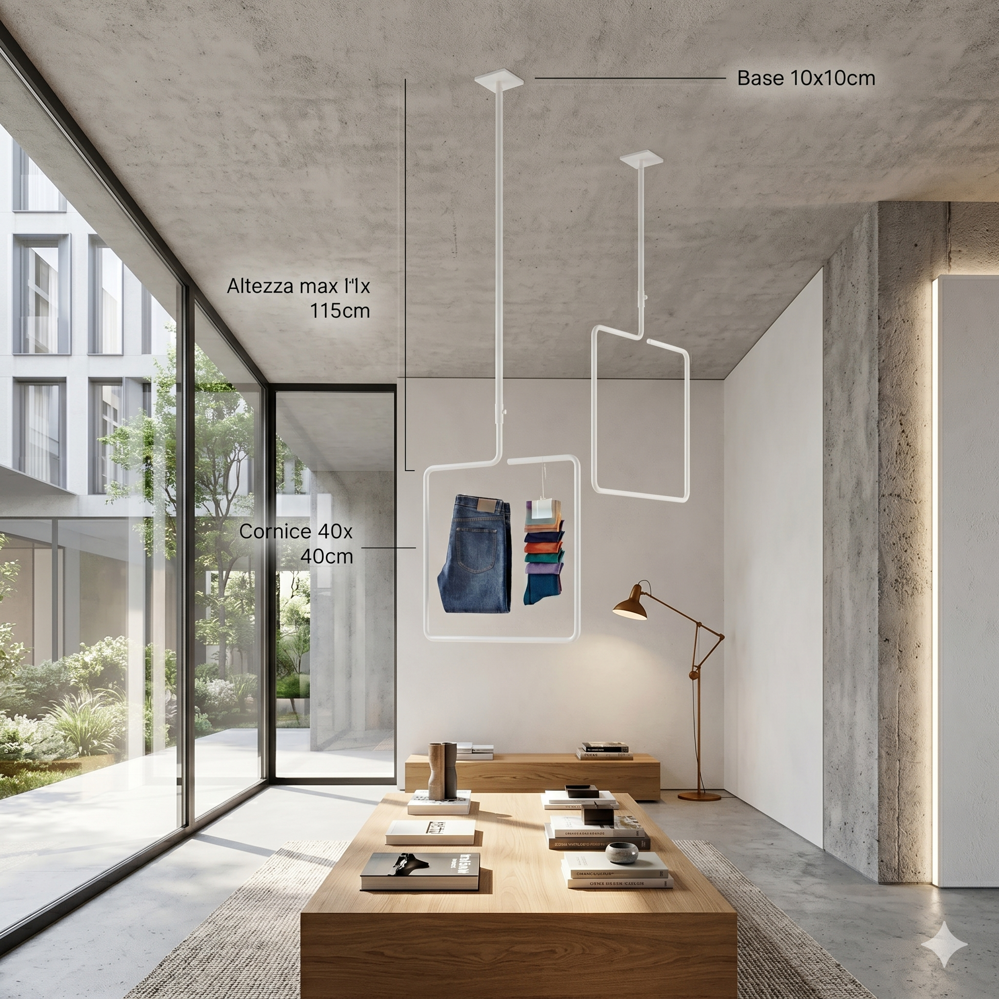 White square telescopic ceiling display